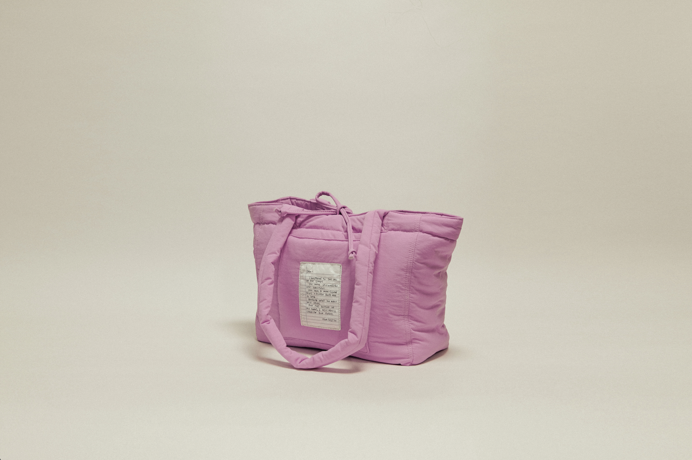 雲朵蓬鬆填充托特包 L - 粉