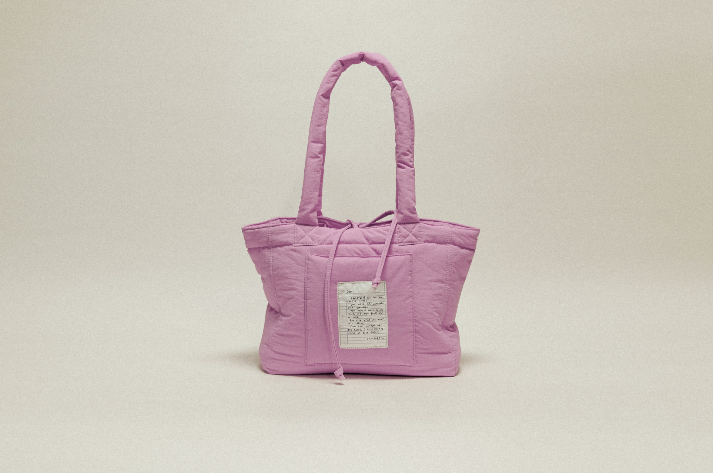 雲朵蓬鬆填充托特包 L - 粉