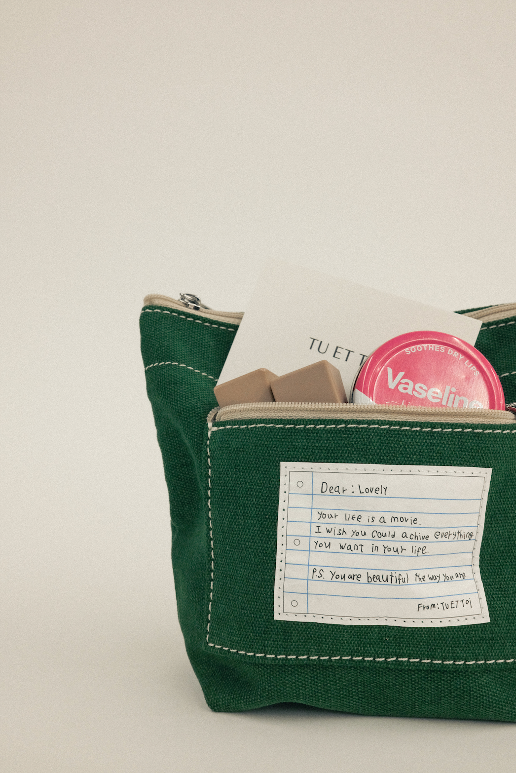 帆布信件口袋隨身收納包 - 綠