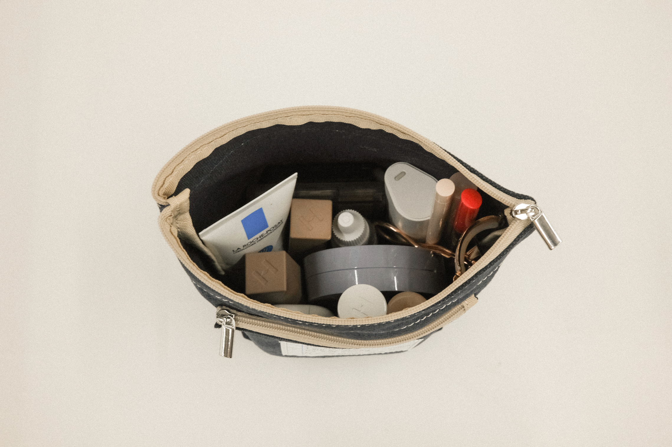 帆布信件口袋隨身收納包 - 深藍