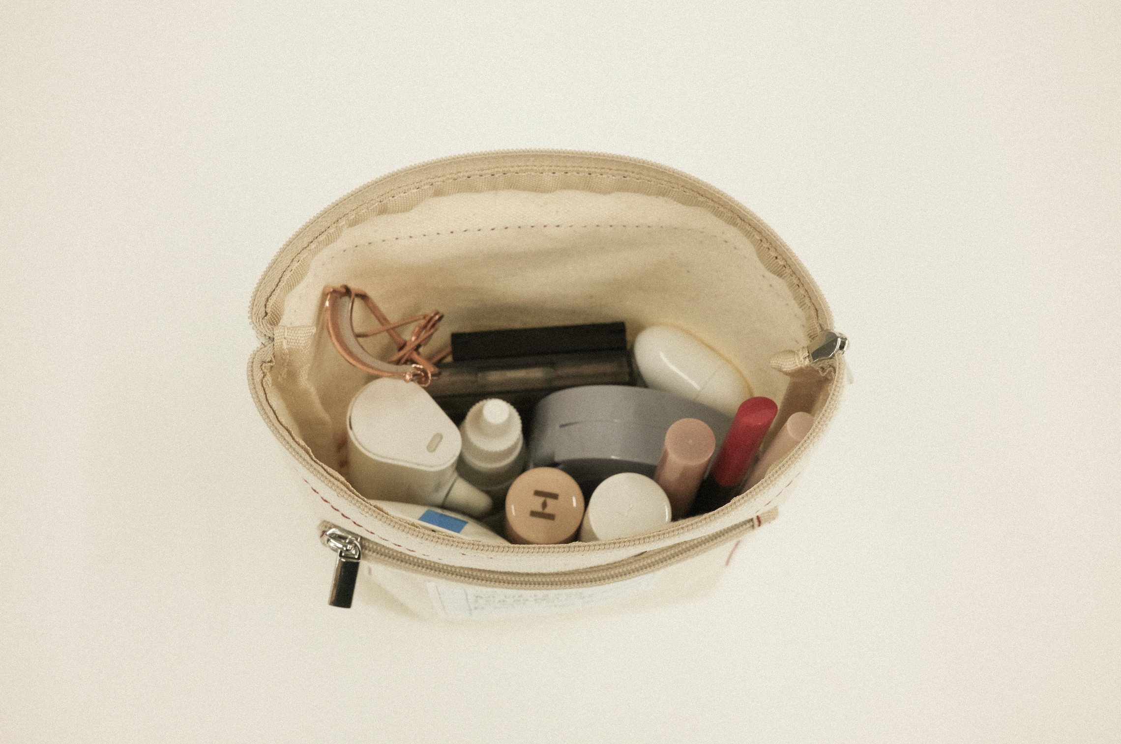 帆布信件口袋隨身收納包 - 奶油原色