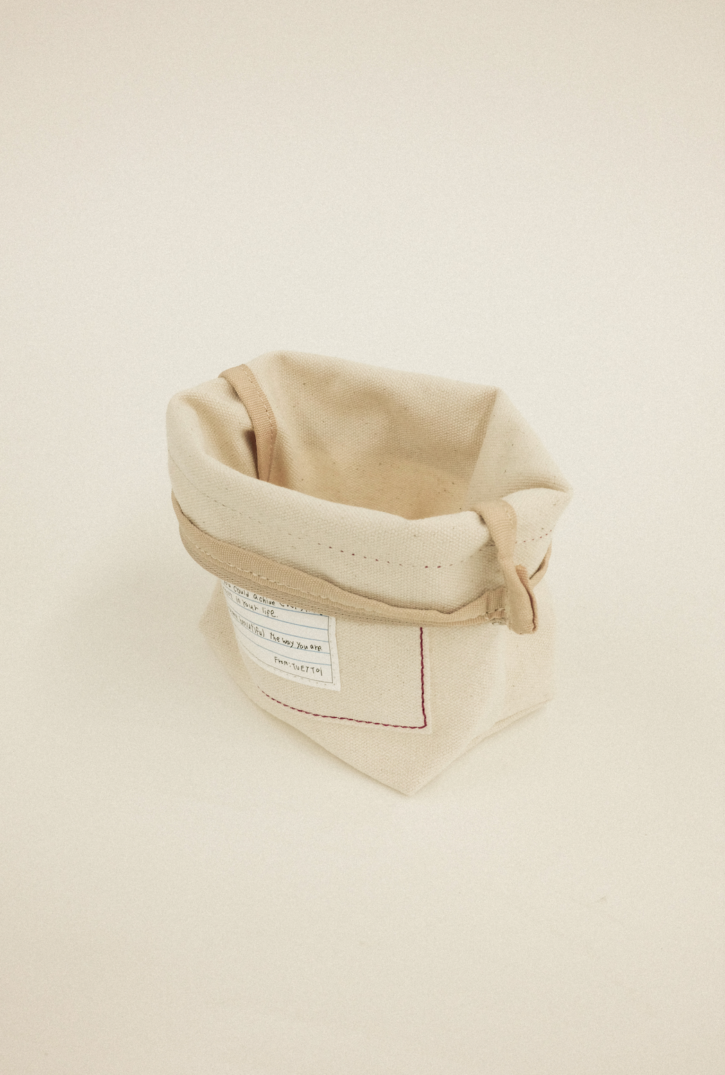 帆布信件口袋隨身收納包 - 奶油原色