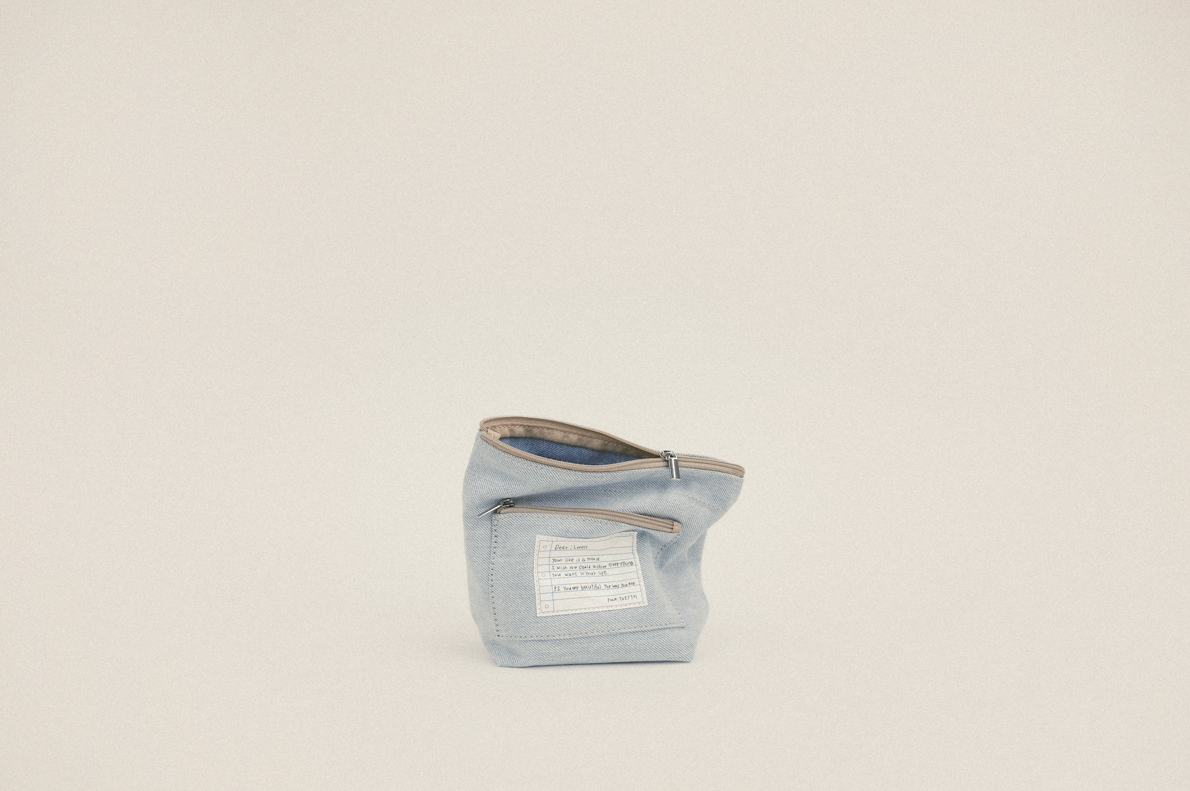帆布信件口袋隨身收納包 - 丹寧