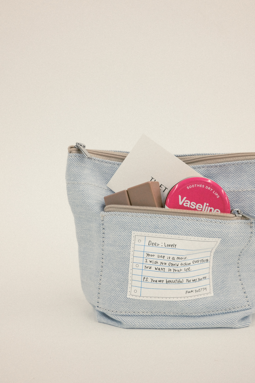 帆布信件口袋隨身收納包 - 丹寧