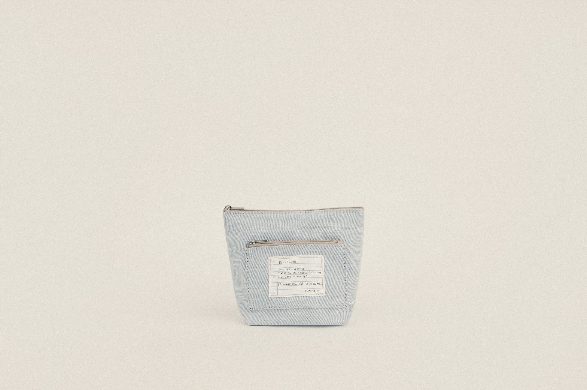 帆布信件口袋隨身收納包 - 丹寧