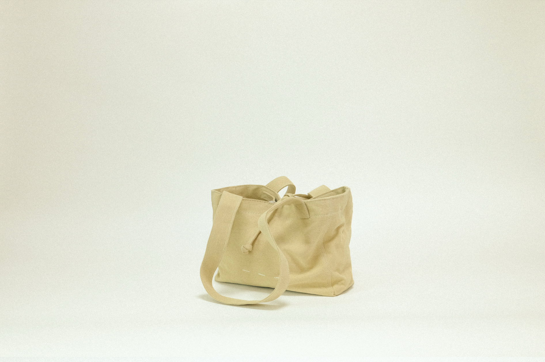 雙面兩用 復古帆布托特包 M - 奶油原色