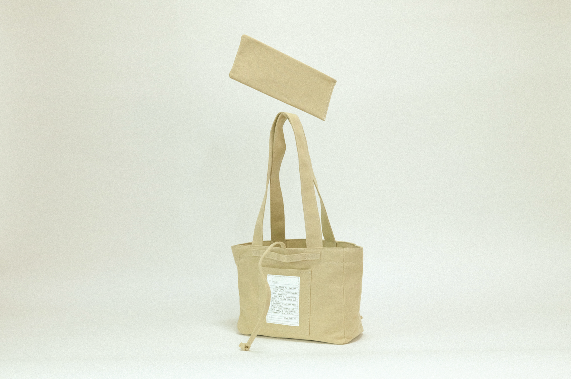 雙面兩用 復古帆布托特包 M - 奶油原色