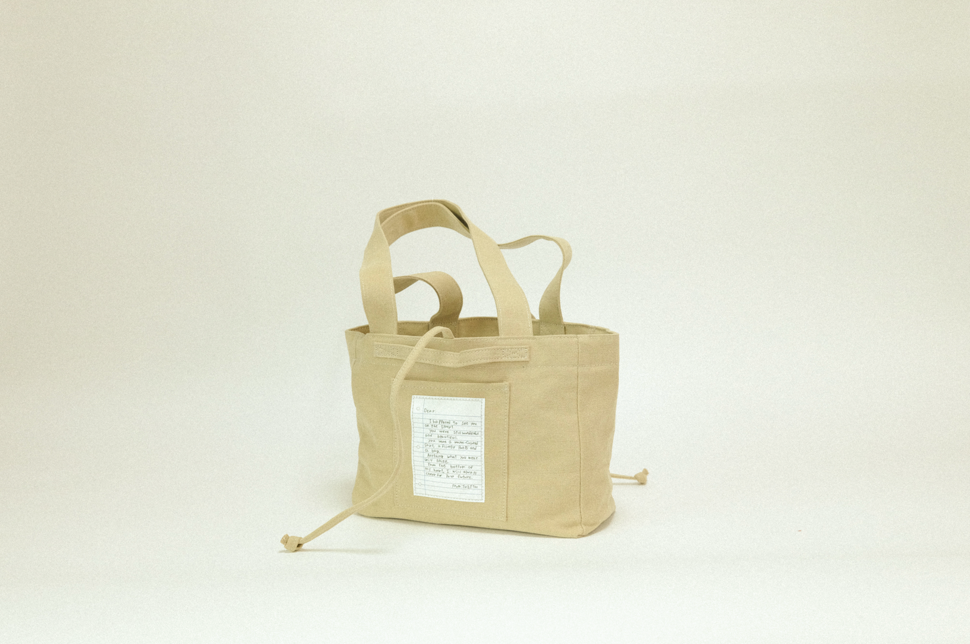 雙面兩用 復古帆布托特包 M - 奶油原色