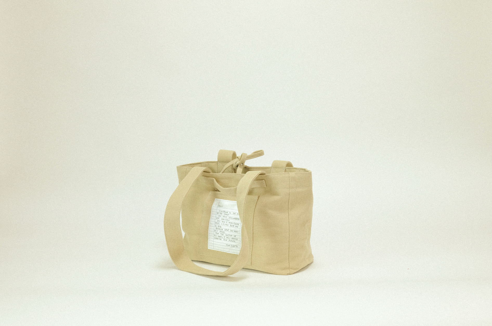 雙面兩用 復古帆布托特包 M - 奶油原色