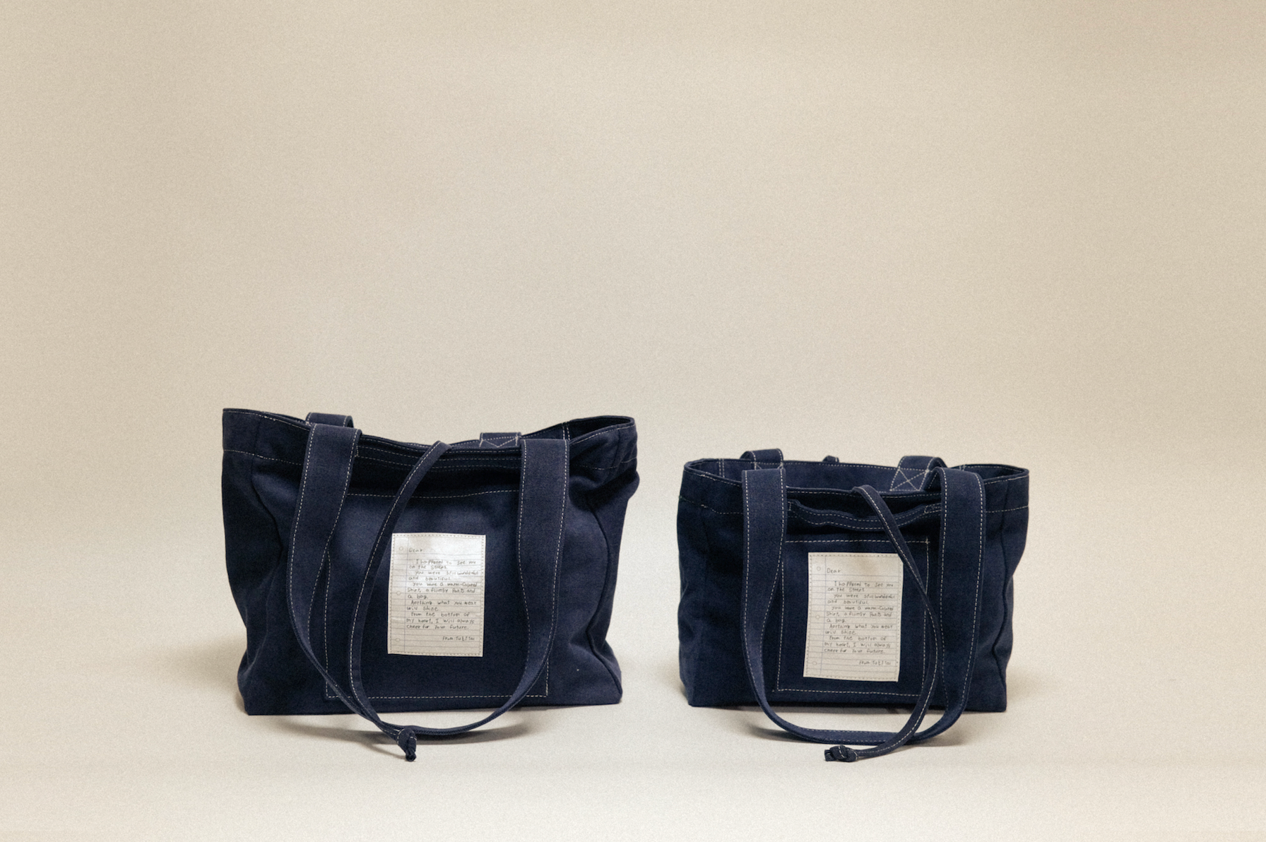 雙面兩用 復古帆布托特包 M - 海軍藍