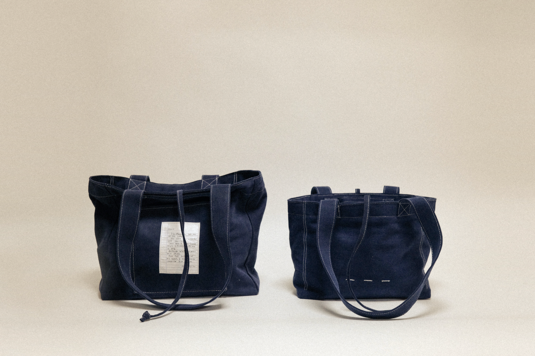 雙面兩用 復古帆布托特包 M - 海軍藍