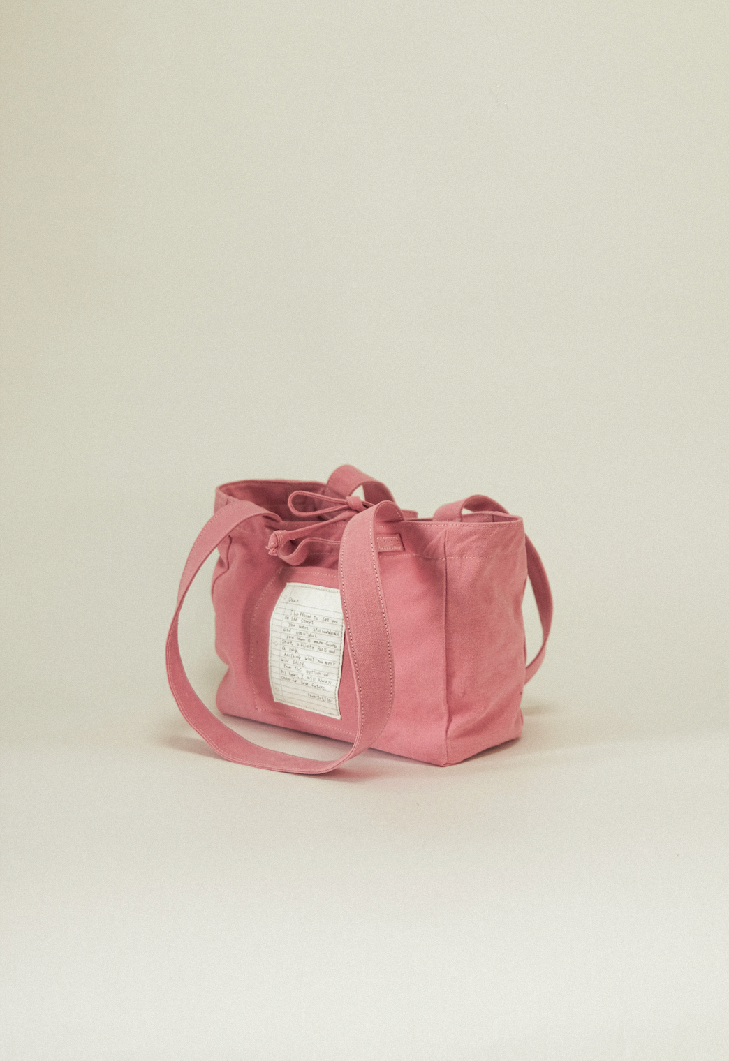 雙面兩用 復古帆布托特包 M - 粉色