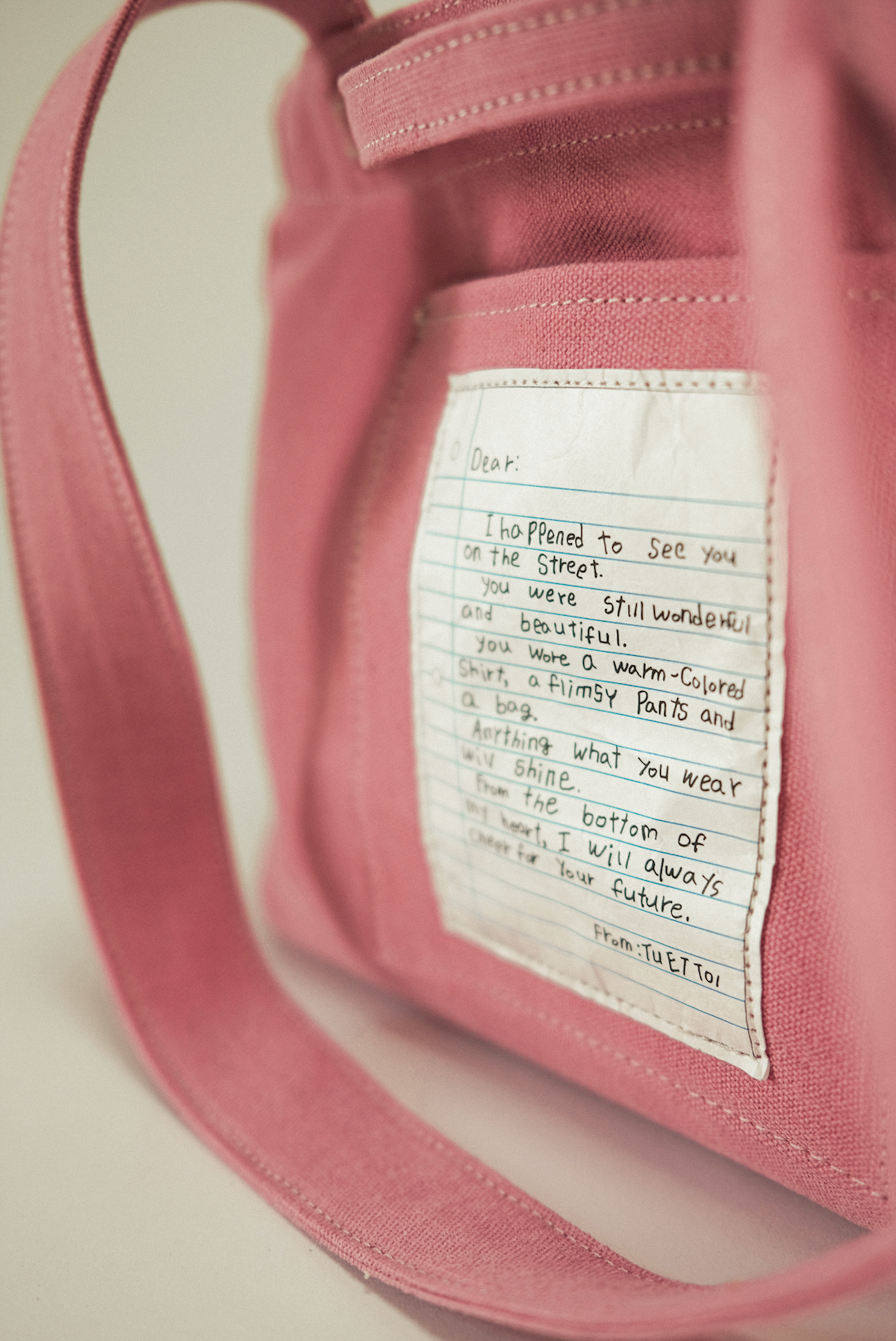 雙面兩用 復古帆布托特包 M - 粉色