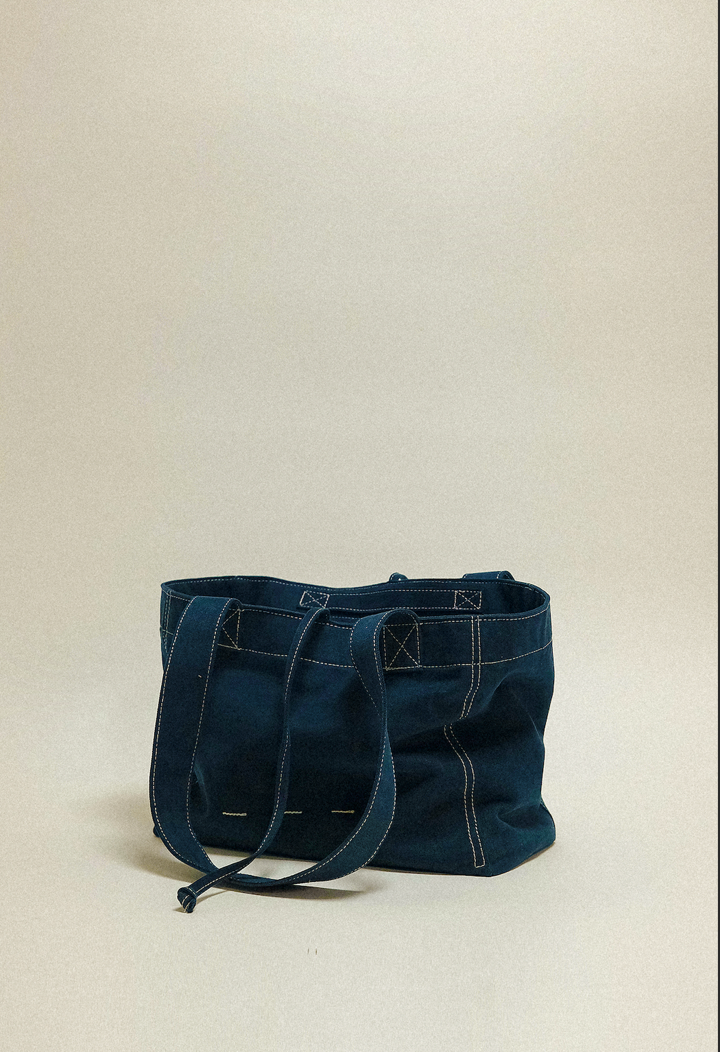 雙面兩用 復古帆布托特包 L - 海軍藍