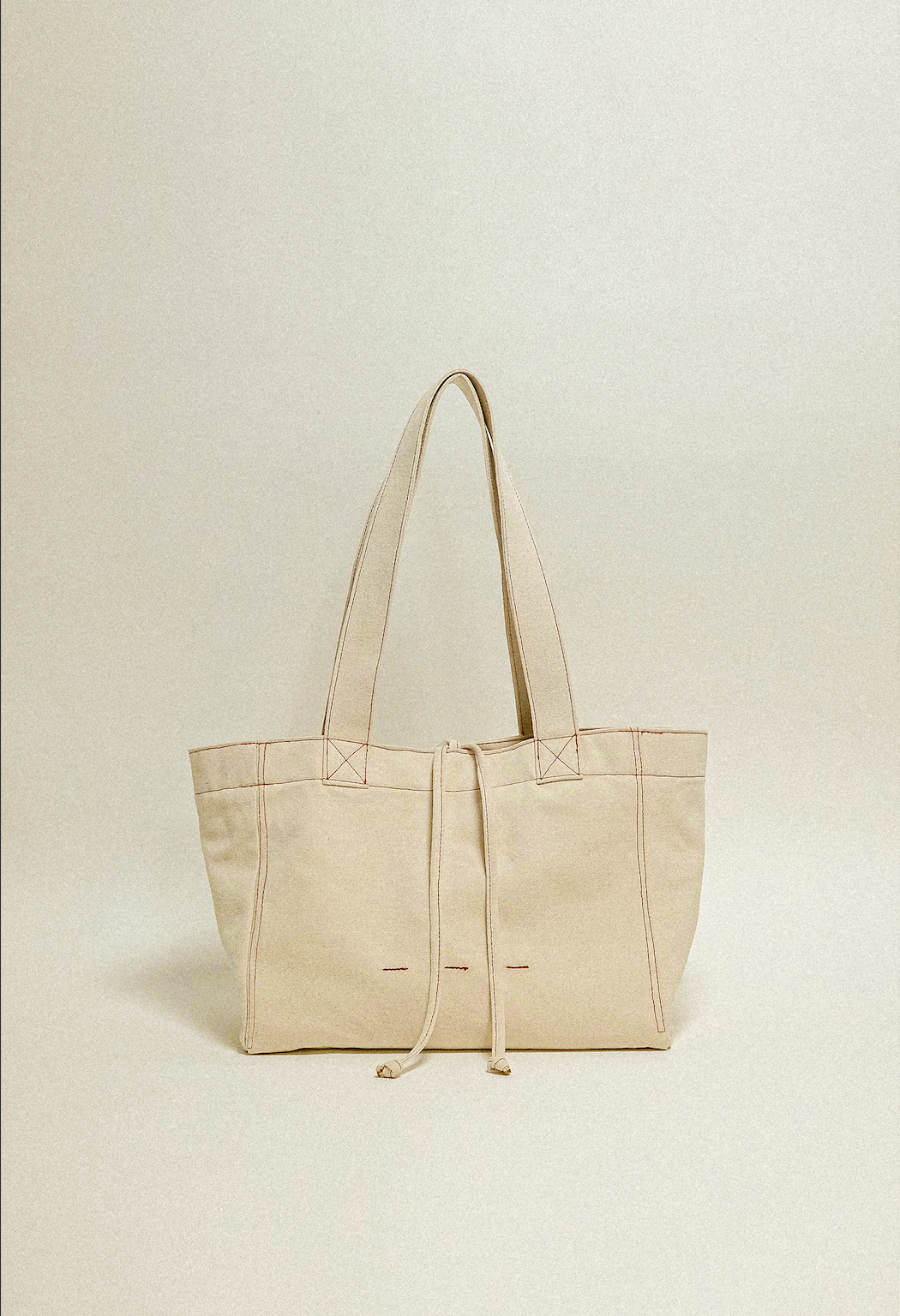 雙面兩用 復古帆布托特包 L - 奶油原色