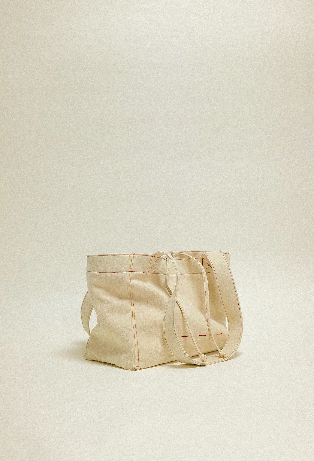 雙面兩用 復古帆布托特包 L - 奶油原色