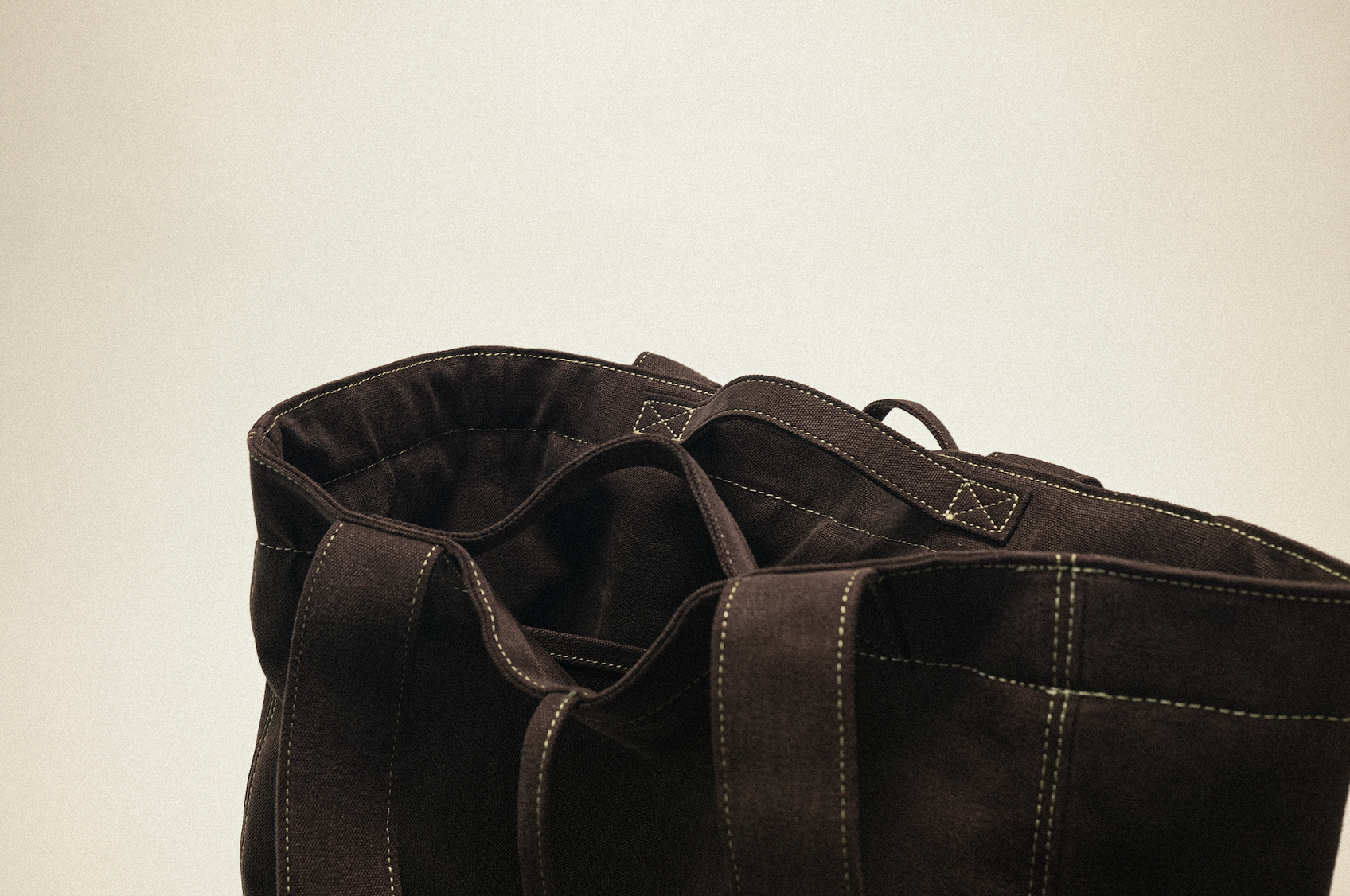 雙面兩用 復古帆布托特包 L - 咖啡色