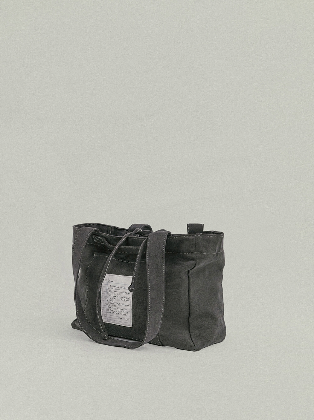 雙面兩用 復古帆布托特包 L - 炭灰