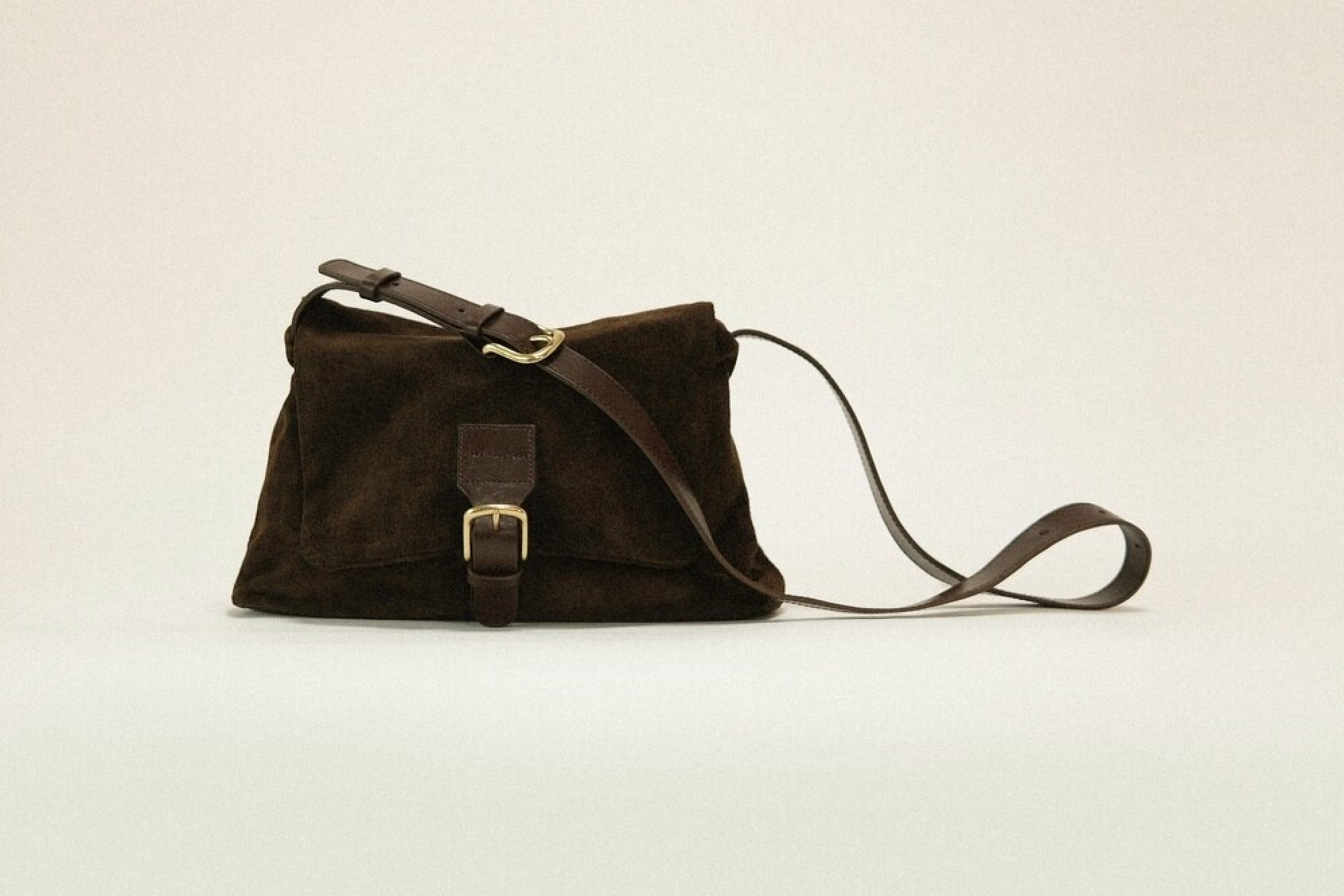 復古皮革肩背手提兩用包 - 巧克力色